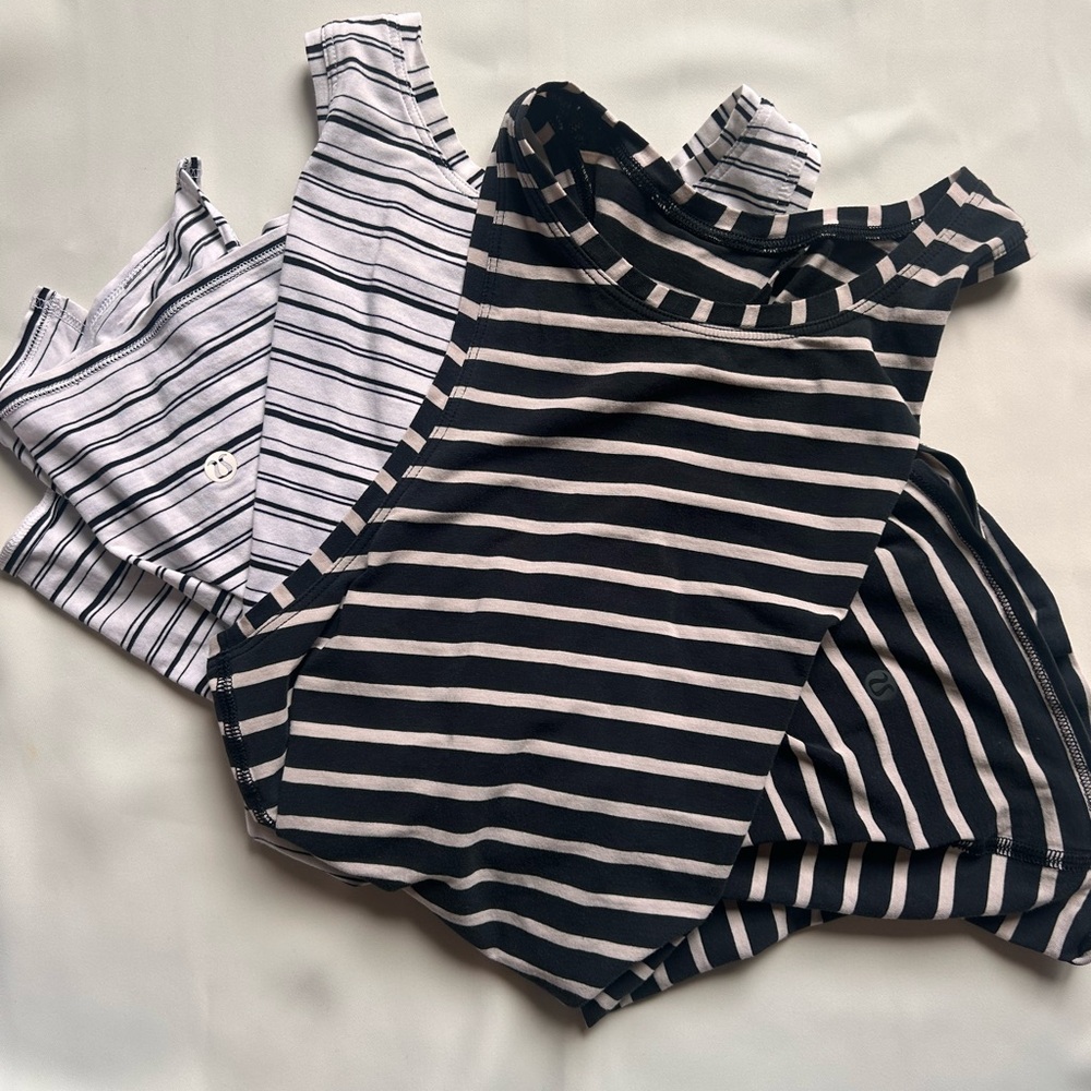 lululemon 2 Black and White Striped Tank Top BUNDLE